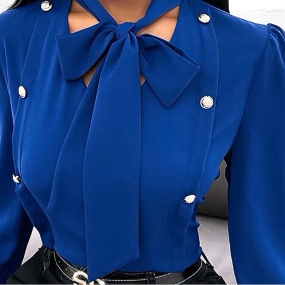 Brand new Elegant blouse Royal Blue from Shein size M - Picture 6 of 6